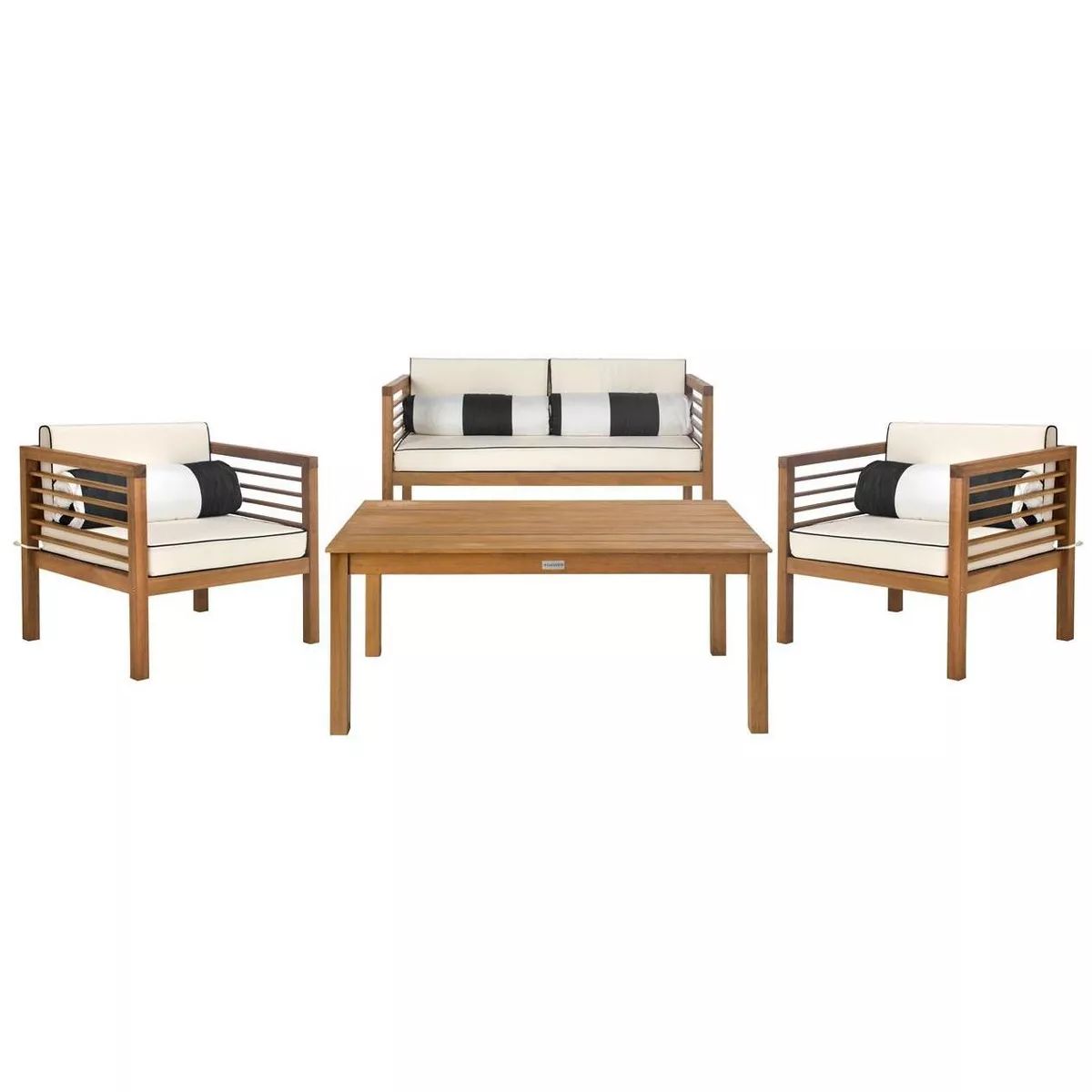 Alda 4 Piece Patio Outdoor Conversation Set With Accent Pillows  - Safavieh | Target