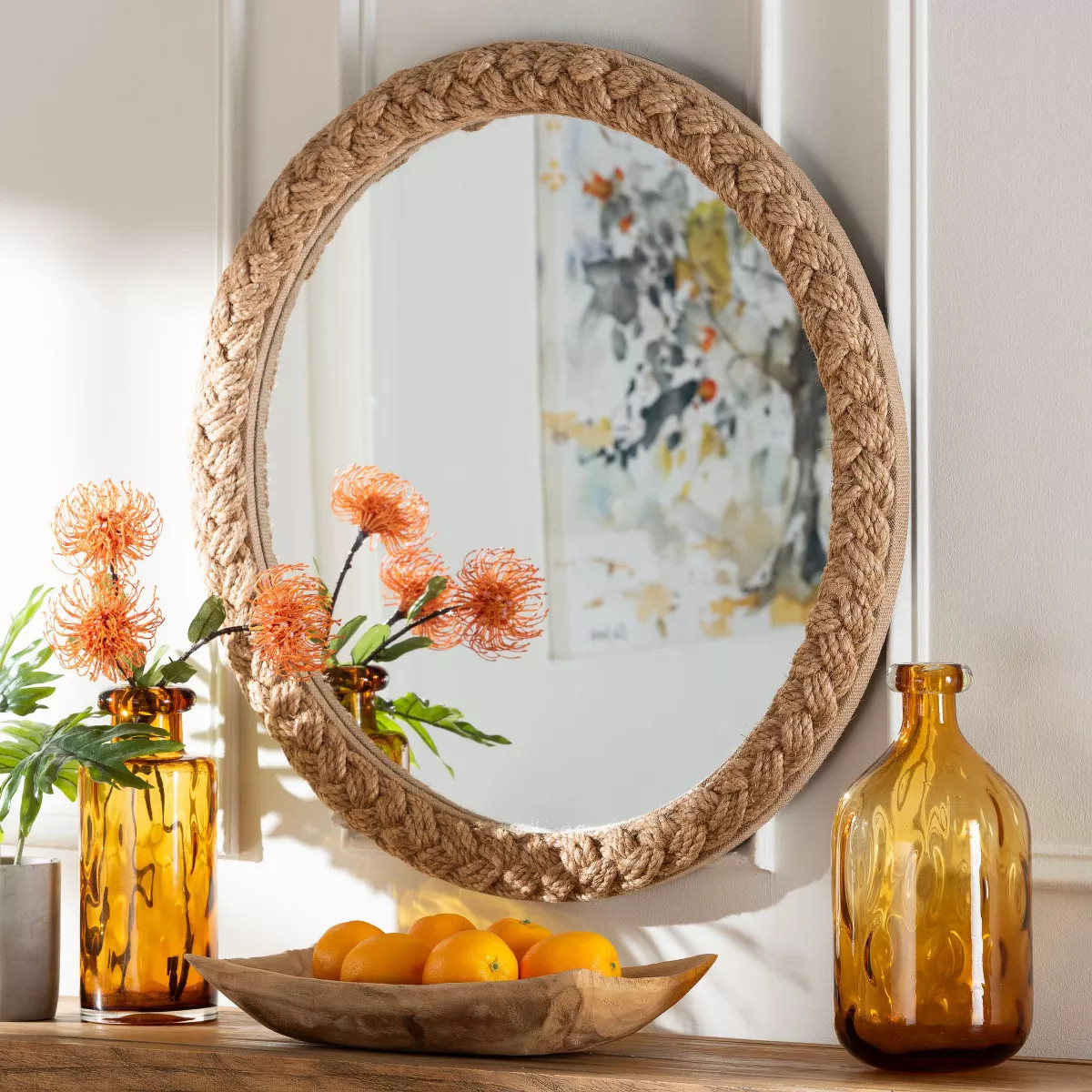 bali & pari Shara Coastal Braided Rope Accent Mirror | Target