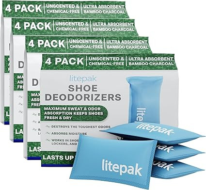 Litepak Shoe Deodorizer and Odor Eliminator Activated Charcoal Odor Absorber for Shoes and Gym Ba... | Amazon (US)