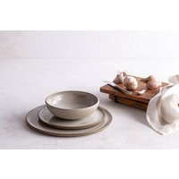 Set Of Gray Dinnerware, Main Course, Starter Plates, Dessert Bowls, Handmade Ceramic Dinner Set, Pottery Christmas Gift | Etsy (US)