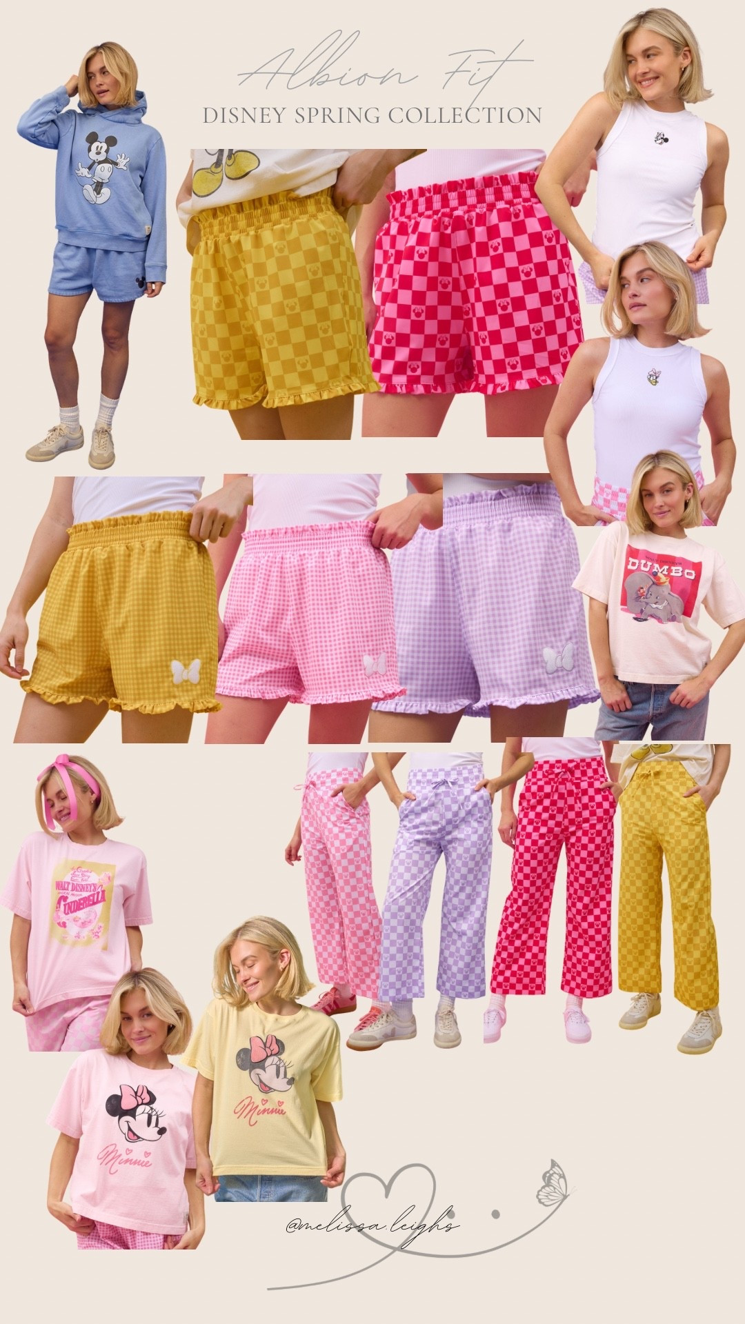 Albion fit x Disney spring collection - Minnie Mouse, Daisy Duck, Cinderella, dumbo, two piece Mickey Mouse set, gingham plaid in yellow, pink and lavender, ruffle shorts, wide leg pants, graphic tees 

ootd, Outfit inspo, Disney princess finds, Disney parks Outfit, Disney bound,  under $50 outfit, affordable outfit, casual outfit, Disney seasonal , Disney outfit, minimal Disney style, #ltkdisney, Disney aesthetic, theme park outfit, Disney parks outfit ideas, comfy Disney outfit, small business finds, disney spring outfit 

#LTKootd #LTKSeasonal #LTKTravel