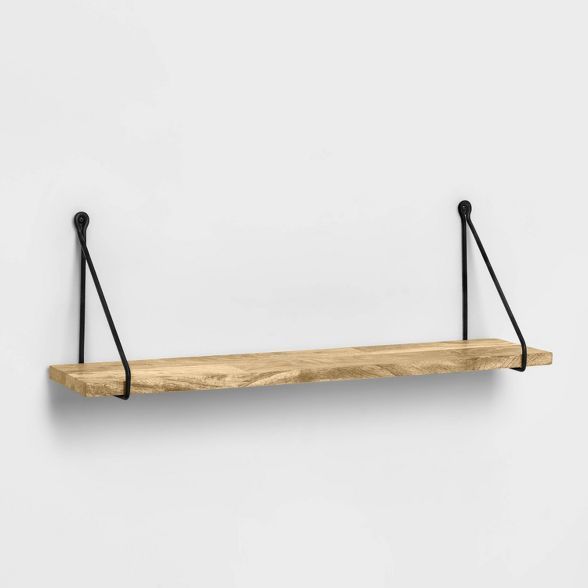 Wood Wall Shelf with Hanging Wire Natural/Black - Threshold™ | Target