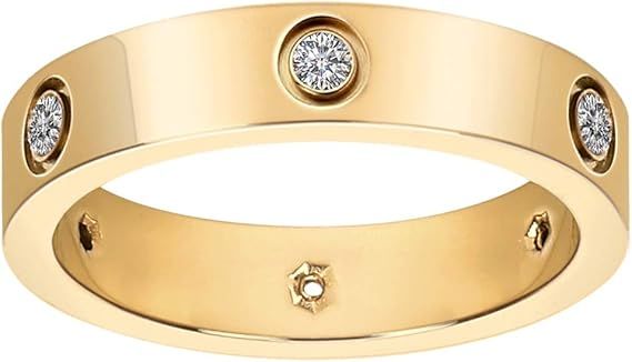 Fashion Classic 18K Gold Plated Titanium Steel Women Ring Best Gifts Couples Valentine's Day… | Amazon (US)