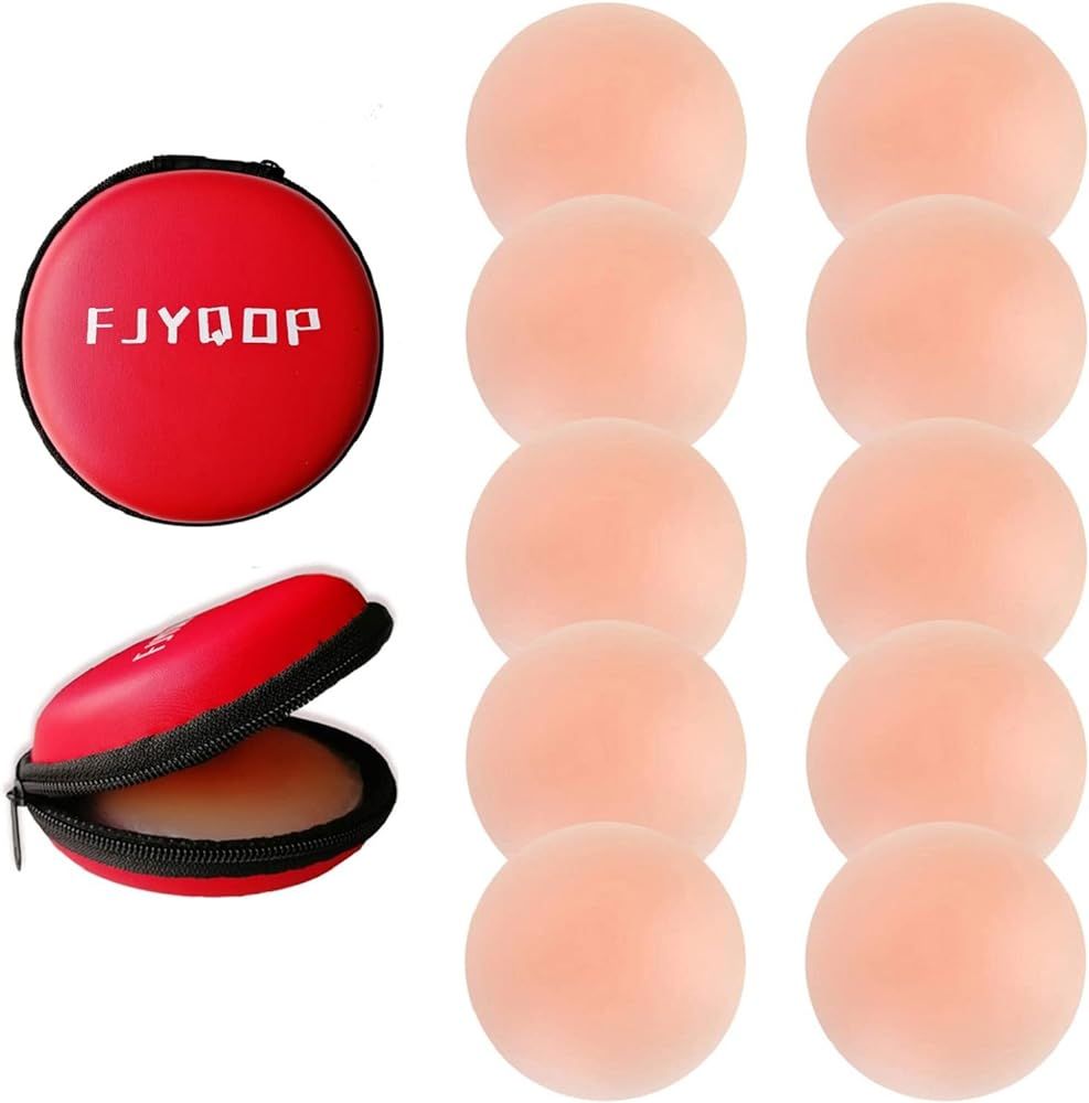 FJYQOP Silicone Nipple Covers - 5 Pairs, Women's Reusable Adhesive Invisible Pasties Nippleless Cove | Amazon (US)