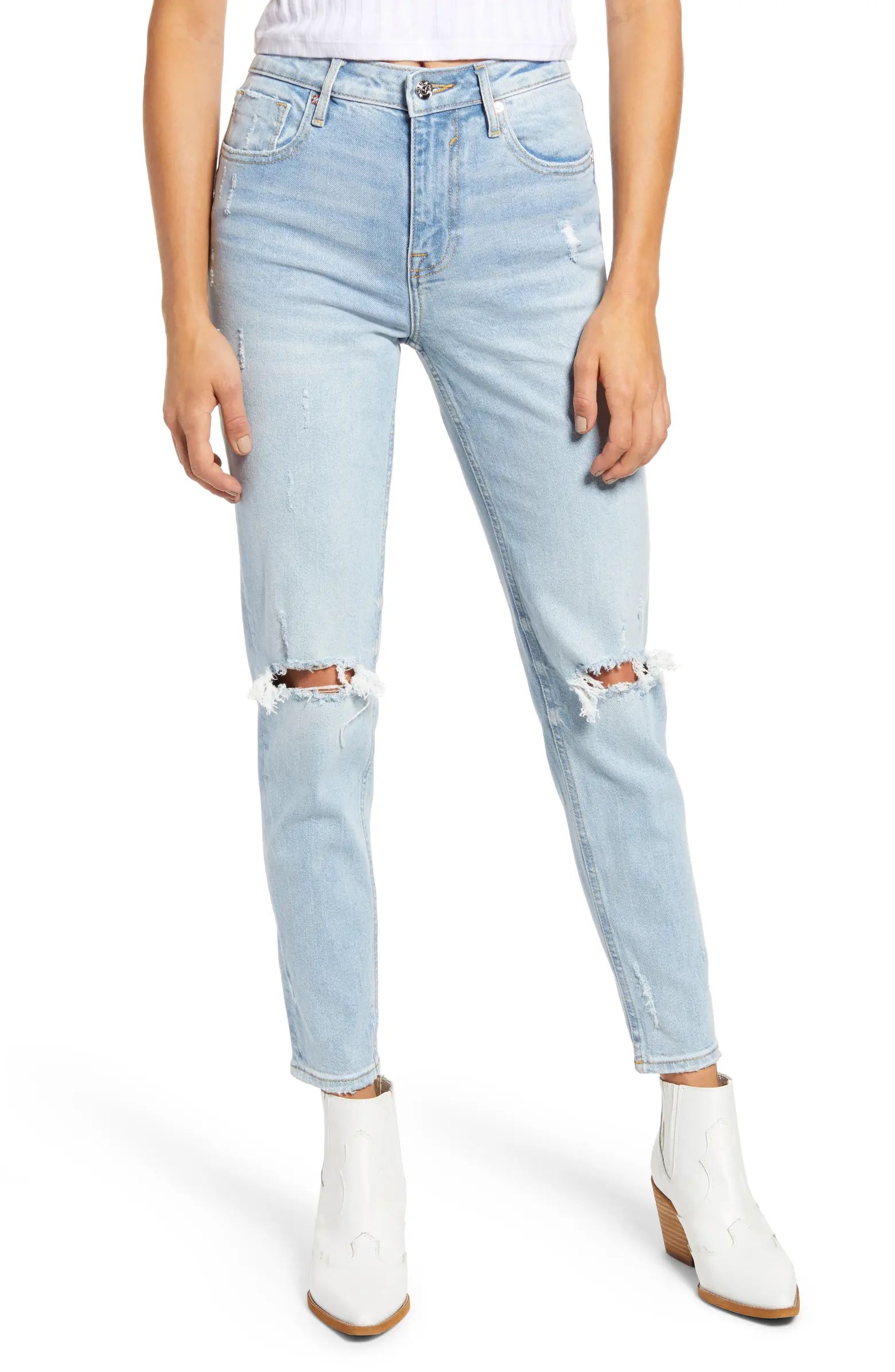 Frankie High Waist Distressed Ankle Straight Leg Jeans | Nordstrom