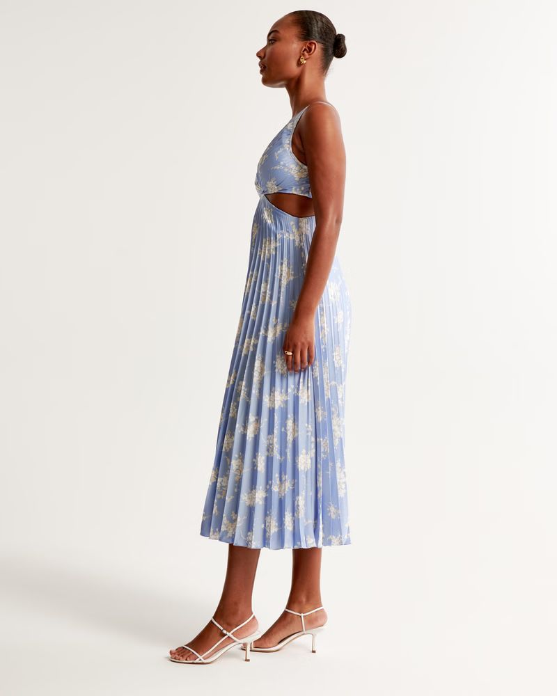 Women's The A&F Giselle Pleated Cutout Maxi Dress | Women's Dresses & Jumpsuits | Abercrombie.com | Abercrombie & Fitch (US)