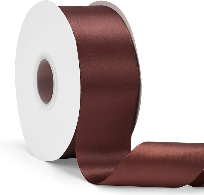 2" x 50Yds Brown Double Faced Satin Ribbon,High Density Solid Color Ribbon,Great for Crafts,Gift ... | Amazon (US)