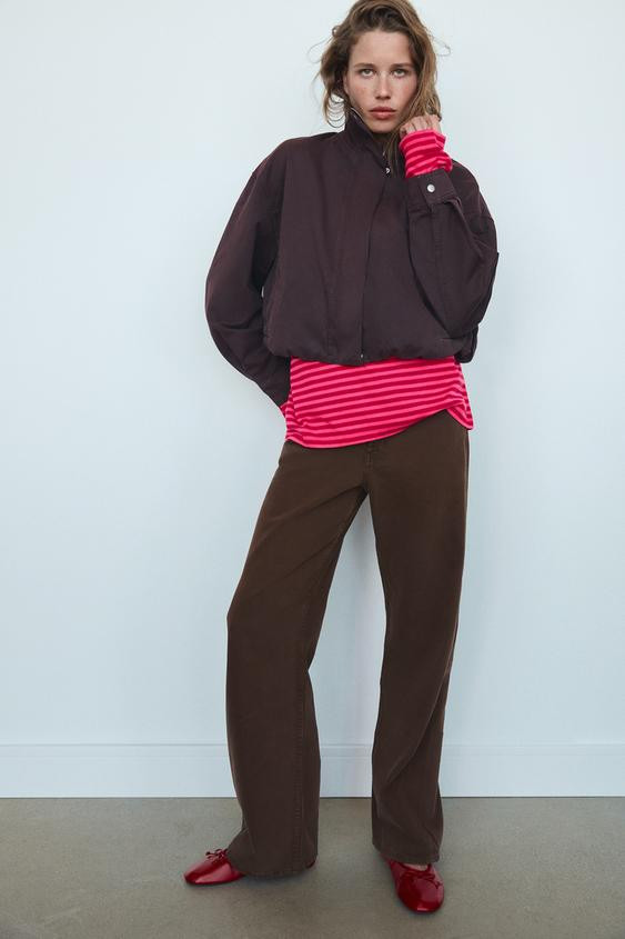 Zara - Striped Cotton And Linen Trousers - Pink / Lilac - Xl - Woman | Zara AU