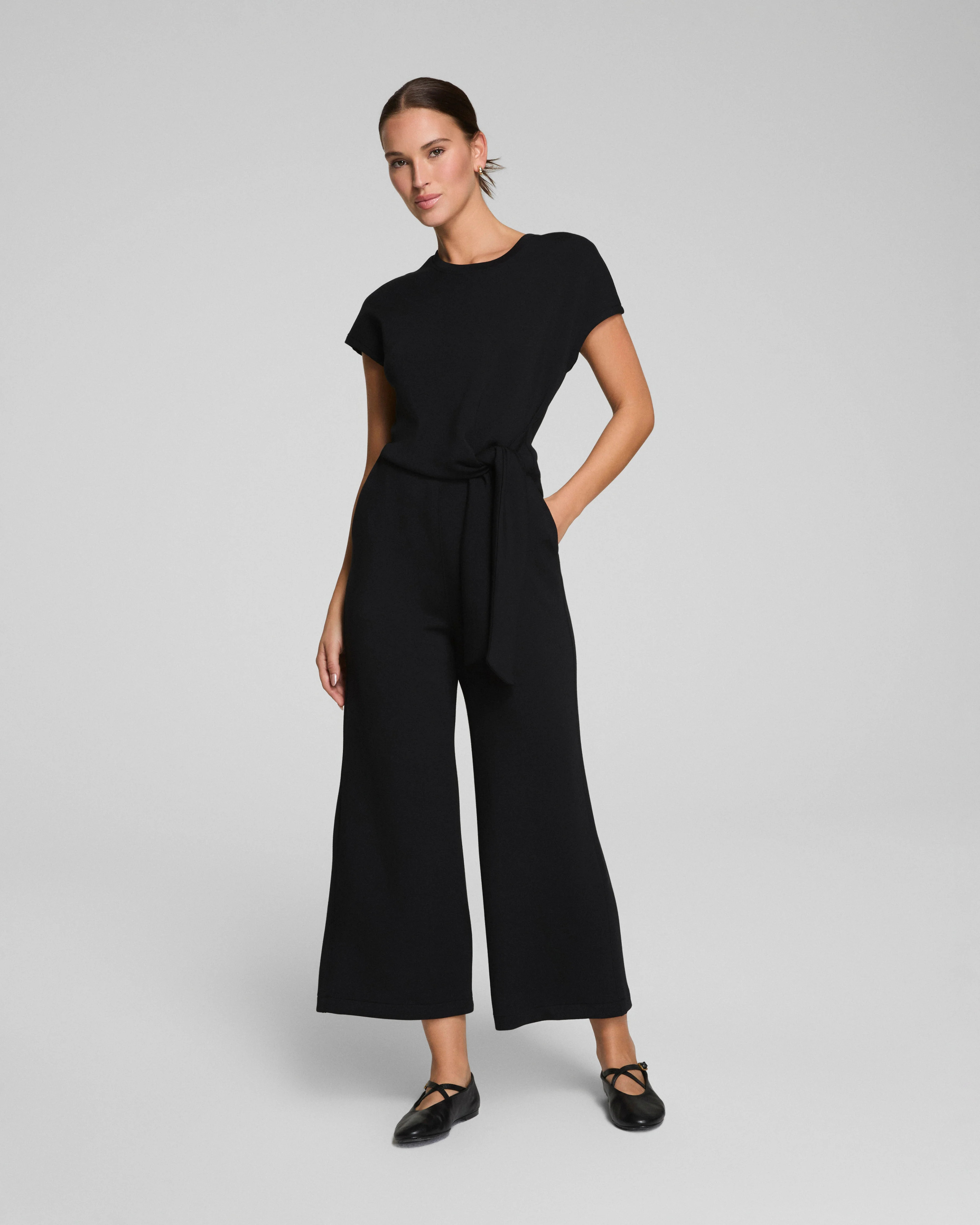 SPANX® AirEssentials Tie Waist Jumpsuit | Very Black Petite / XS | Spanx