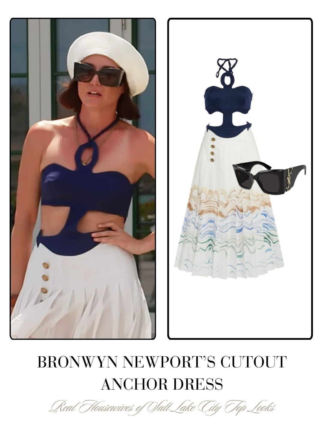 Bronwyn Newport’s Cutout Anchor Dress and Sunglasses