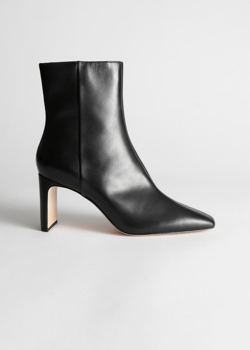 Square Toe Leather Ankle Boots - Black | & Other Stories (EU + UK)