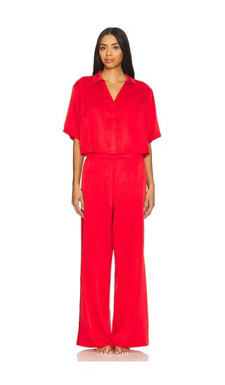 Washable Silk High Rise Pant Set in Pure Carmine | Revolve Clothing (Global)