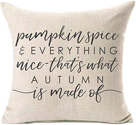 MFGNEH Fall Decor Cotton Linen Pillow Covers 18x18,Pumpkin Spice Everying Nice Autumn Theme Throw... | Amazon (US)