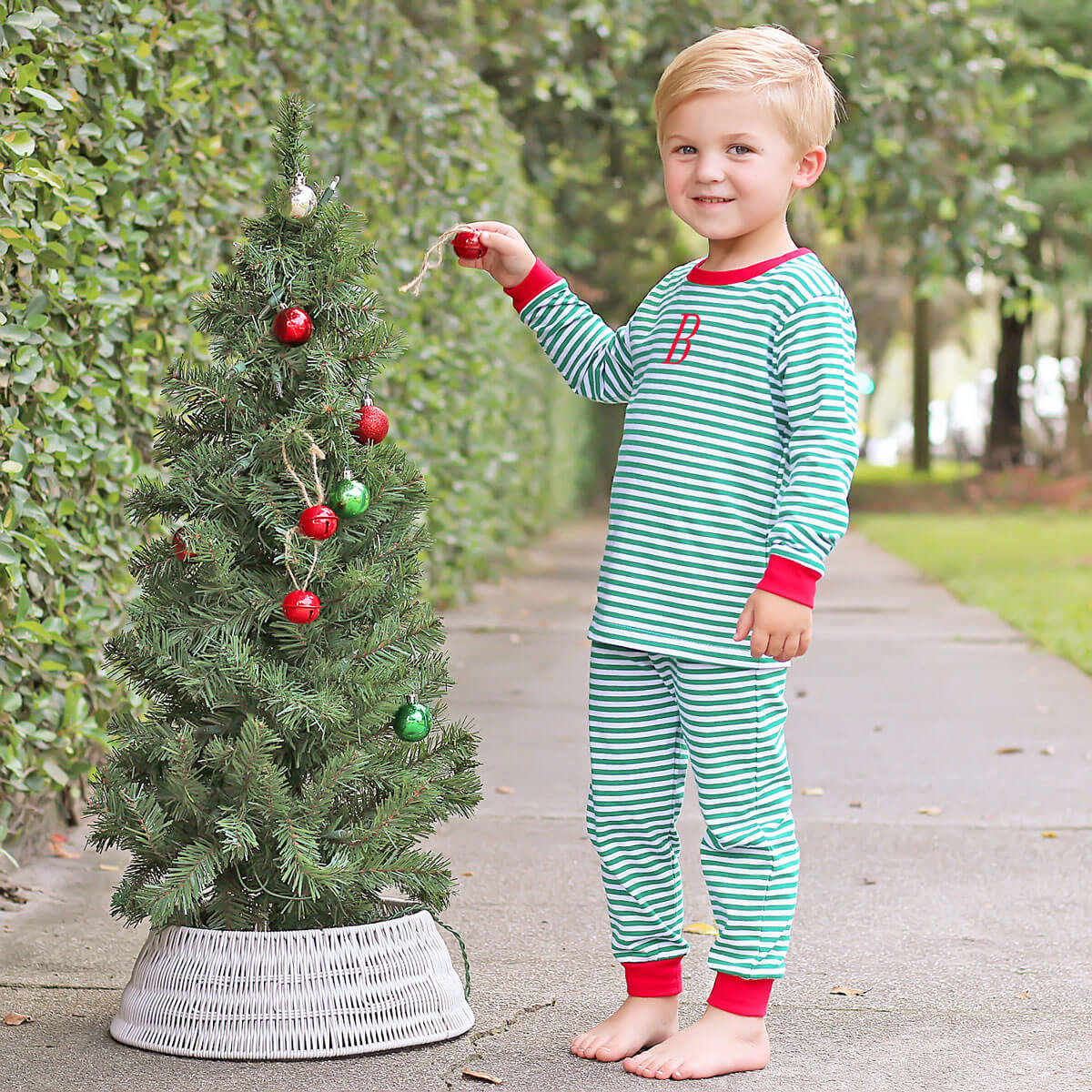 Green Candy Cane Stripe Pajamas | Classic Whimsy
