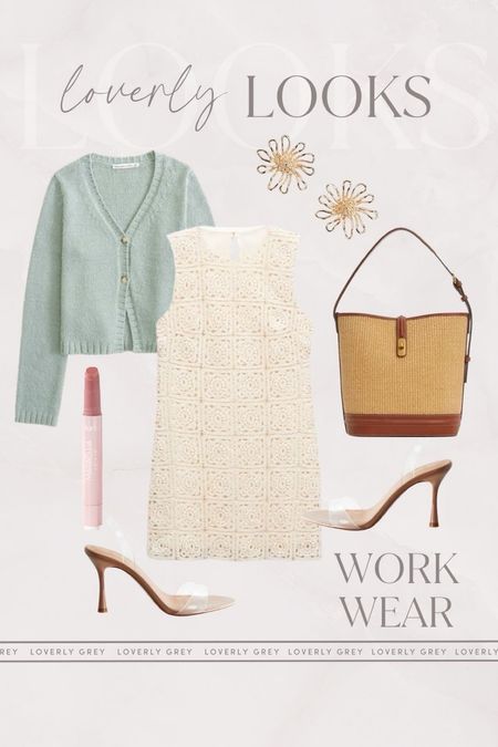 Loverly Grey workwear outfit idea. I love this embroidered dress paired with this textured Abercrombie cardigan. 

#LTKSeasonal #LTKstyletip #LTKworkwear