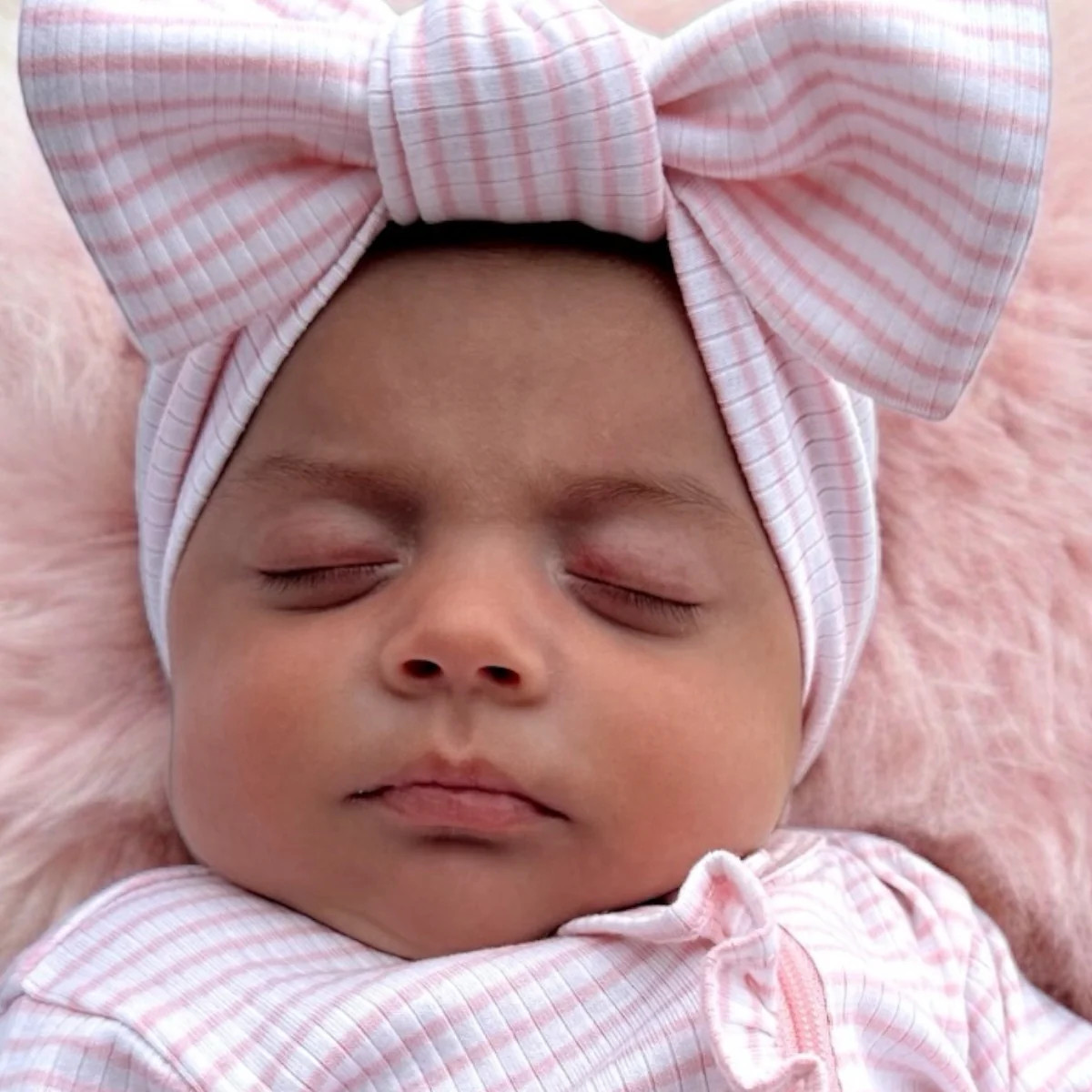 Pink Stripe / Organic Ribbed Bow | SpearmintLOVE