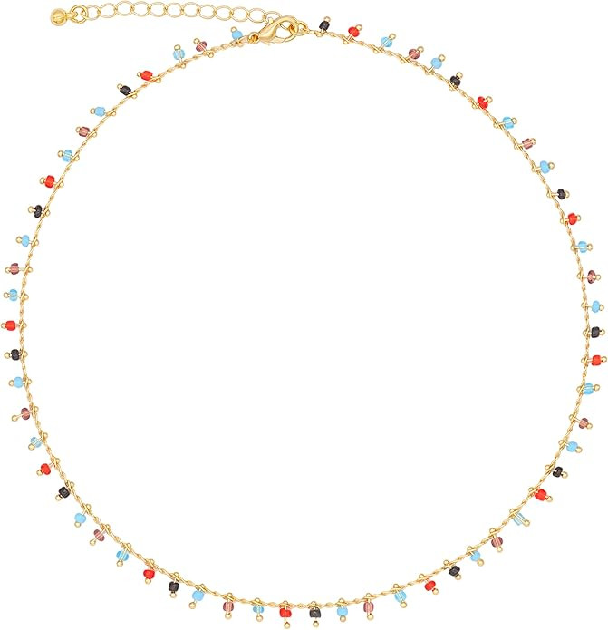 FUTIMELY Bohemia Green Beaded Beads Choker Necklace for Women,Simple Fresh Green Beaded Square Ro... | Amazon (US)