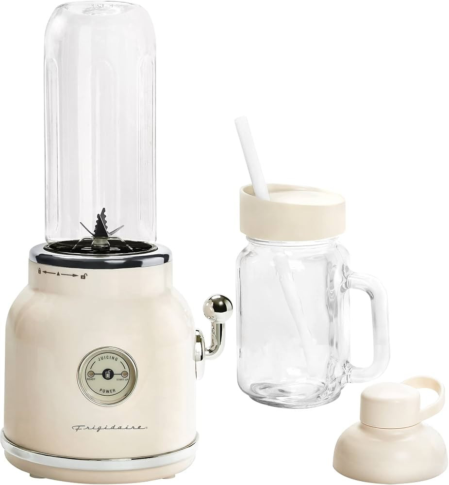 FRIGIDAIRE ESMM100-CREAM - Licuadora retro con tarro de masón, perfecta para batidos y batidos, ... | Amazon (US)