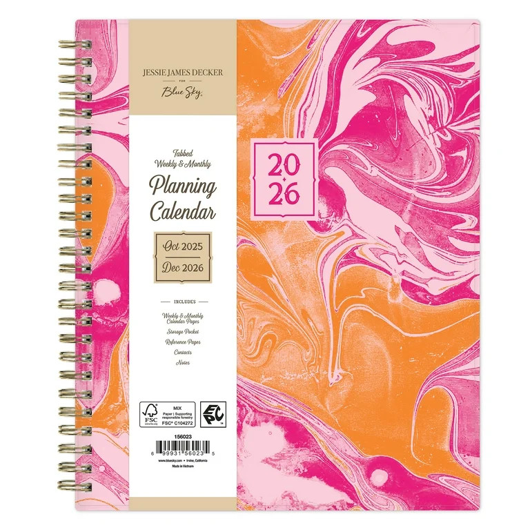 Jesse James Decker for Blue Sky Monthly Weekly Medium Planner (7" x 9") Maia Pink 15-Month Octobe... | Walmart (US)