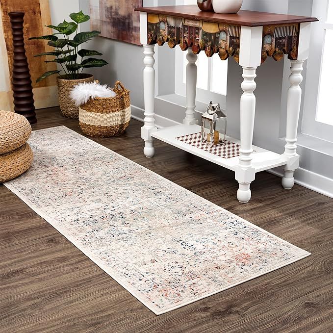 Bloom Rugs Floral Cream Multicolor Runner - Vintage Boho 8 ft Runner for Entryways and Hallways (... | Amazon (US)
