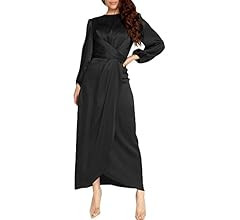PINUPART Women's Elegant Empire Waist Long Sleeve Satin Maxi Dress | Amazon (US)