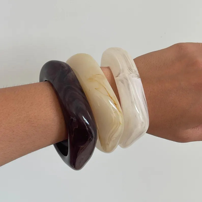 Resin Brown Bracelet, Acrylic Bracelet, Bangle Stack, Brown Bangle, Statement Bangle, Chunky Resi... | Etsy (US)