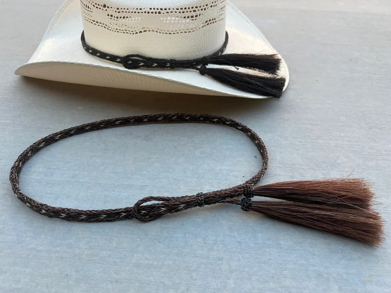 Braided Horse Hair Western Hat Band With Tassels - Etsy | Etsy (US)