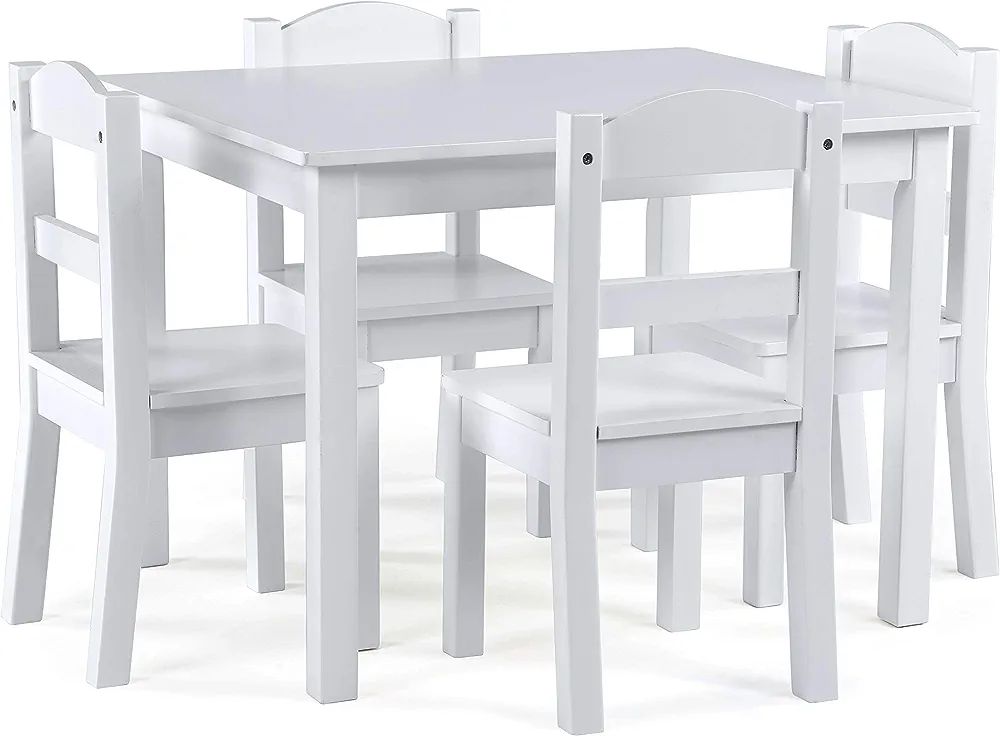 Humble Crew, White Kids Wood Table and 4 Chairs Set | Amazon (US)