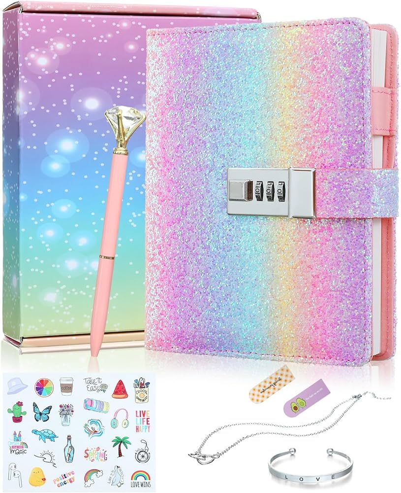 Diary with Lock for Girls, Password Locked Journals for Teen Girls, Secret Diary Gifts for 9 10 1... | Amazon (US)