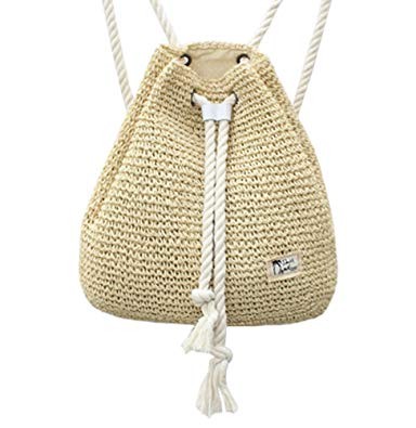 Tonwhar® Campus Fashion Straw Shoulder Bag Beach Backpack Purse | Amazon (US)