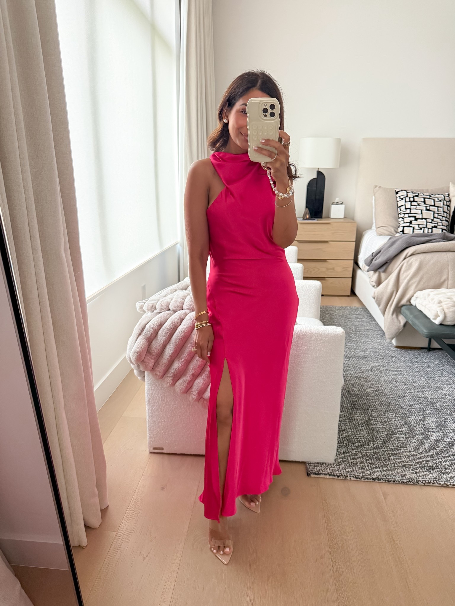 I am obsessed with this asymmetrical neck on this dress! The fit and feel are so good, I'm in my true size XS. The color is stunning in person! Amazon heels also linked 

#LTKSeasonal #LTKStyleTip #LTKFindsUnder100