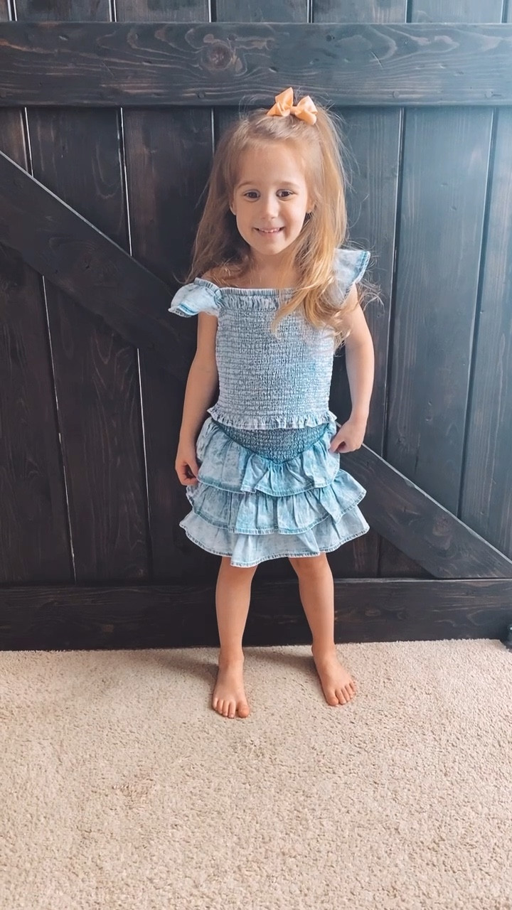 I love this little two piece denim set! The little shirt is shorts underneath so no flashing anyone. The ruffles are so fun and this is easy to mix and match! Walmart 👏🏻

#LTKkids #LTKstyletip #LTKunder50