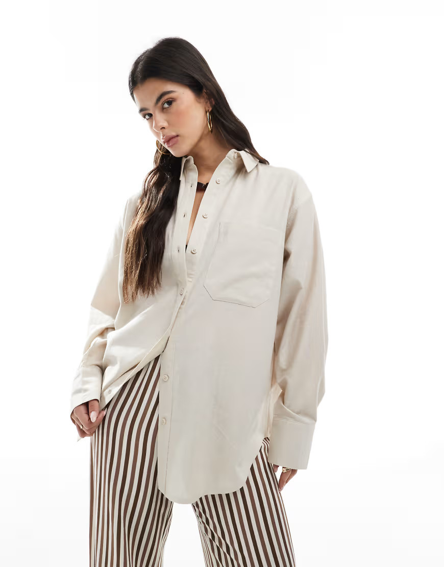 ASOS DESIGN – Oversize-Hemd in Natur aus Leinenmix-Neutral | ASOS (Global)