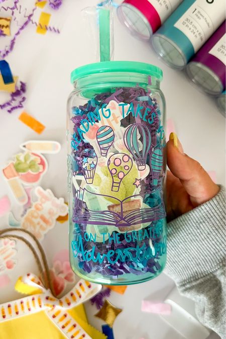 DIY glass can. “Reading takes you on the greatest adventures” 

#LTKHome #LTKSeasonal #LTKGiftGuide