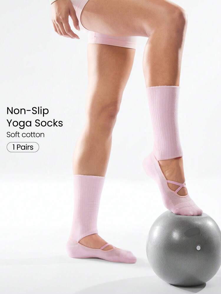 GLOWMODE 1 par de calcetines de agarre de yoga suaves de algodón, transparentes y antideslizante... | SHEIN