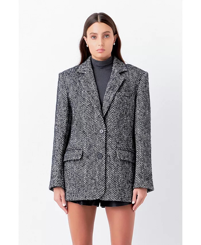 endless rose Women's Herringbone Oversize Blazer - Macy's | Macy's Canada