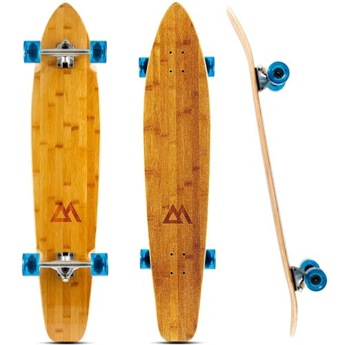 Magneto Kicktail Cruiser Longboard Skateboard - Adult Skate for Commuting & Carving - Smooth 78A Wheels for Cruiser Skateboard - Bamboo Longboard Construction with Maple Core - 44" x 9", Blue | Amazon (US)