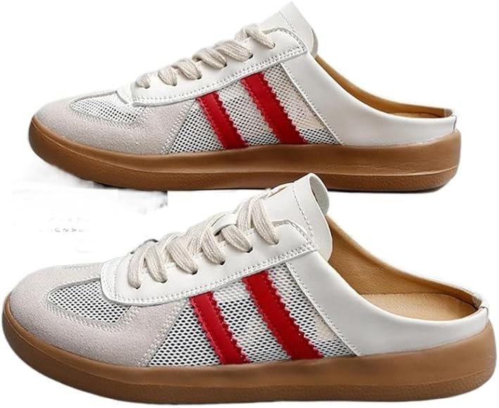 Women's Fashionable Contrast Mesh Design Lace Up Walking Shoes, Casual Slides Breathable Comforta... | Amazon (US)