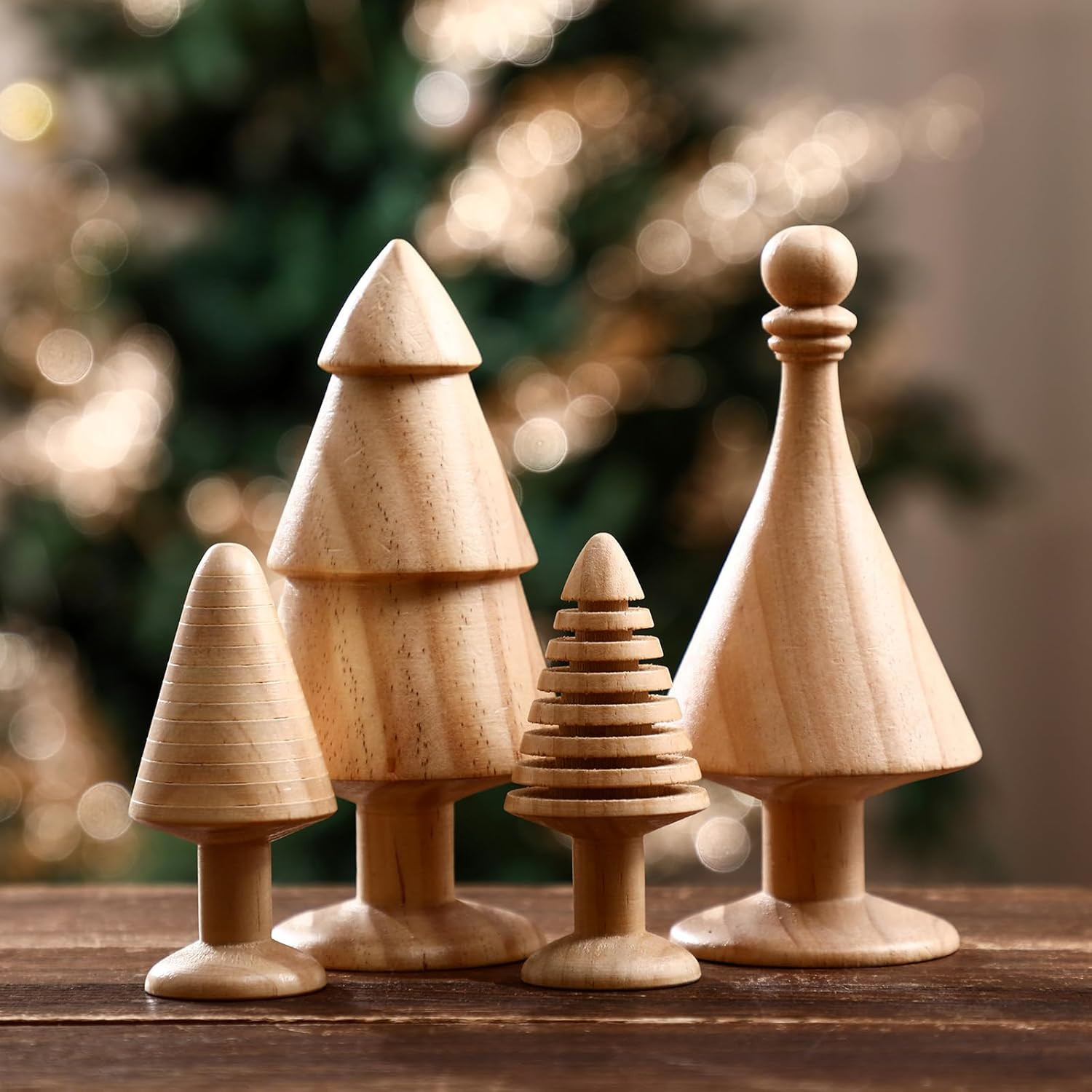 4 Pack Wooden Christmas Tree Vintage Mini Farmhouse Wood Miniature Trees Handmade Christmas Rusti... | Amazon (US)