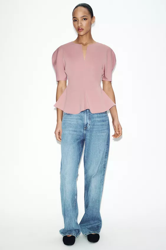 SOFT PEPLUM TOP | Zara US