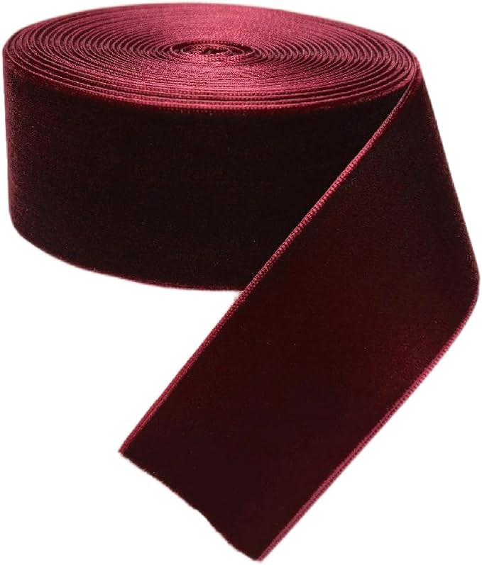 Chenkou Craft 5 Yards 1 1/2" Burgundy Velvet Ribbon Lots Bulk Christmas Decoration,Gift Packing (... | Amazon (US)