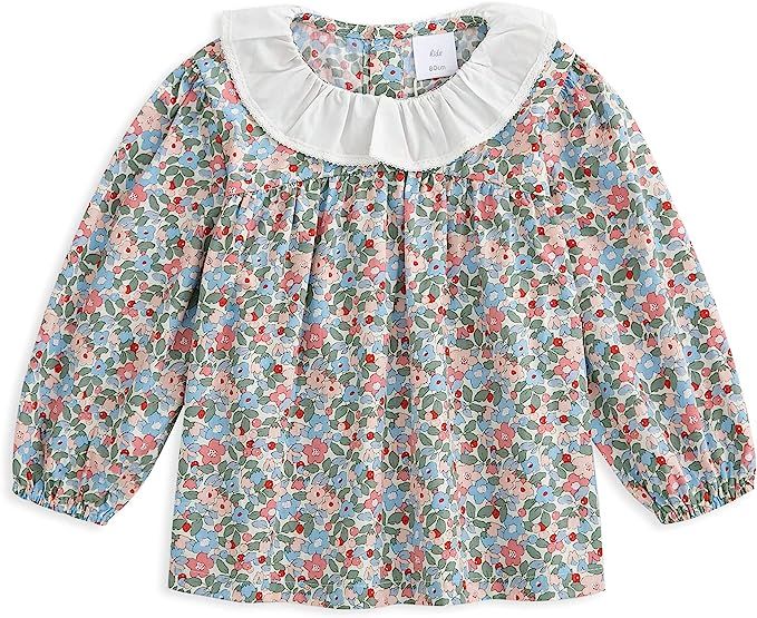 Curipeer Long Sleeve Baby Girls Blouse Casual Floral Toddler Girl Cotton Tops Shirt for Spring | Amazon (US)