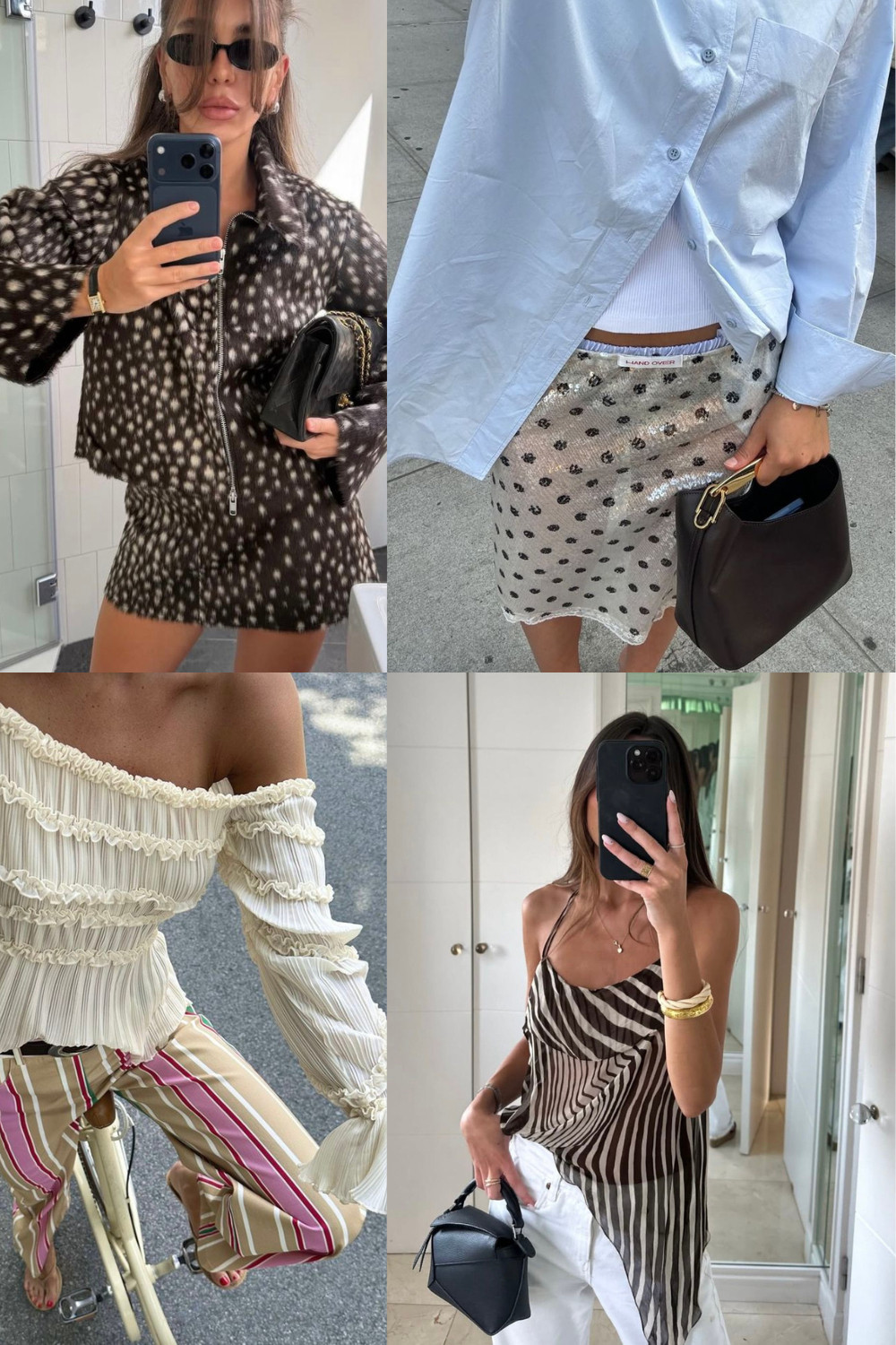 spring 2026 trends: prints. fawn, polka dot, stripes, zebra and tiger.  

 