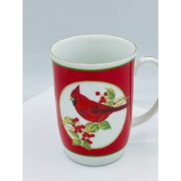 Otagiri White Porcelain With Red Cardinal Birds & Berry Coffee Mug Cup | Etsy (US)