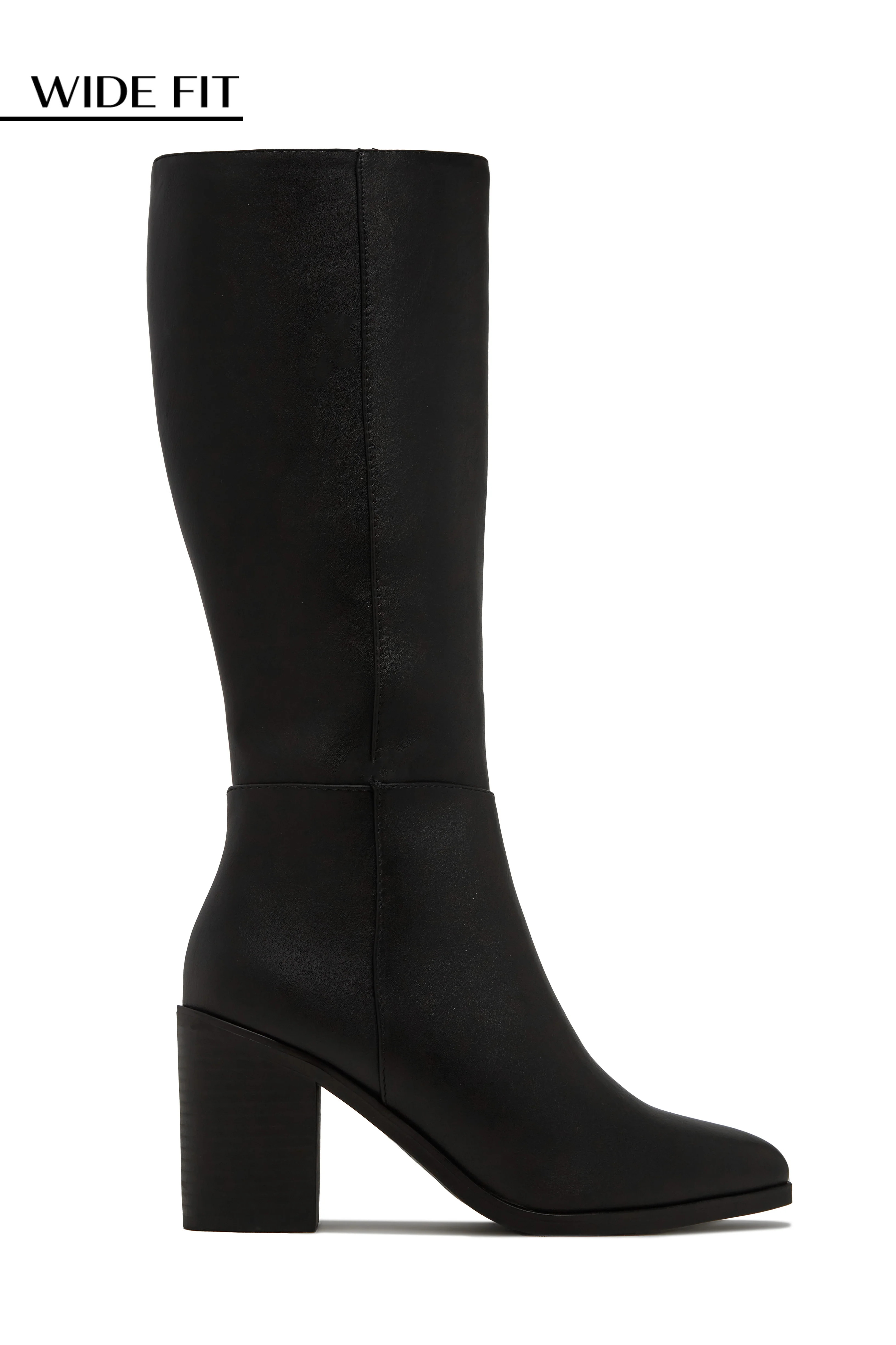 Draya Wide Fit Block Heel Boots - Black 8.5 / Black | MISS LOLA