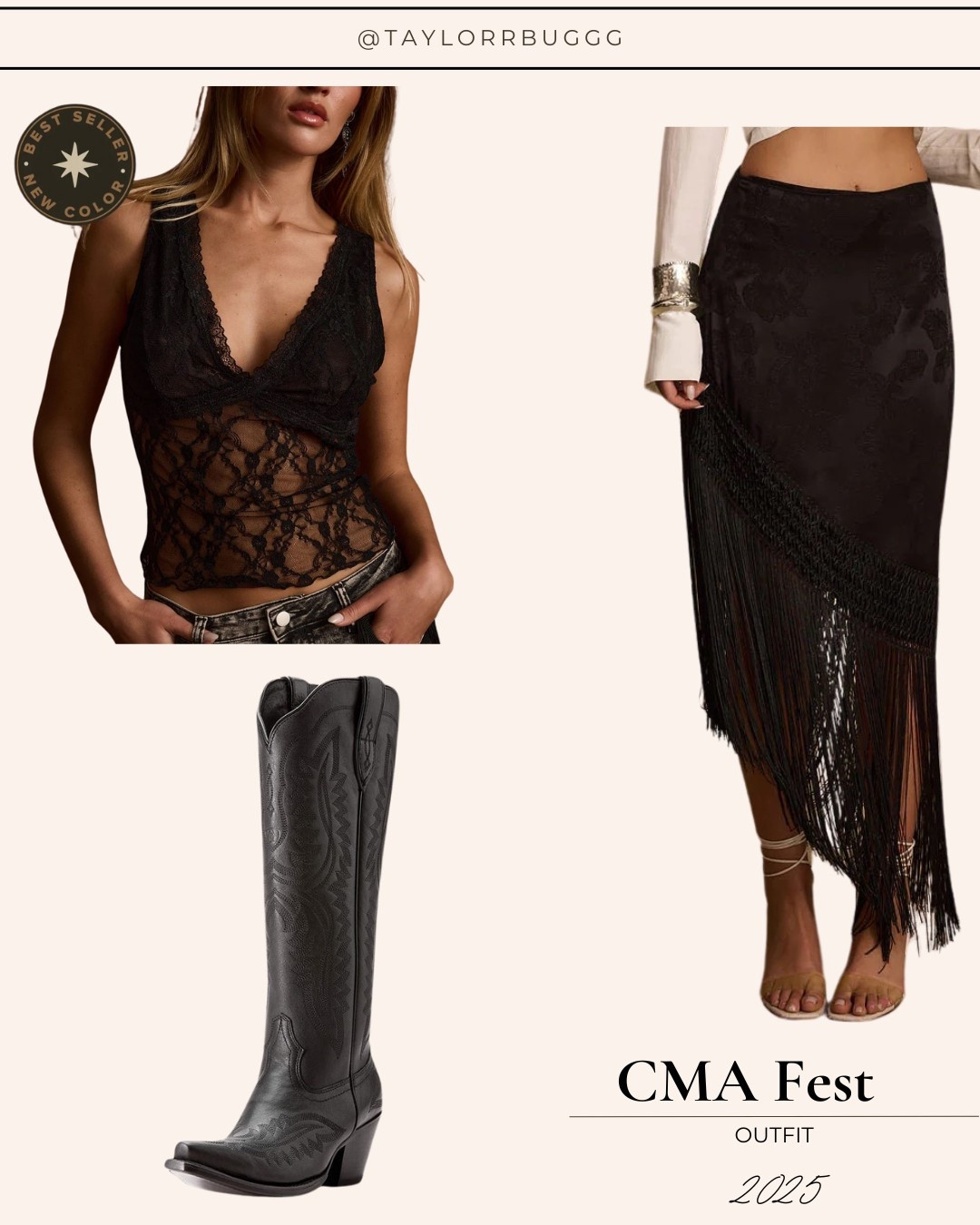 Serving major Ella Langley energy in this edgy CMA Fest look!
This lace top + fringe skirt combo from 12th Tribe is a whole moment—flirty, bold, and ready for the spotlight.
Styled it with my go-to black Ariat boots to bring the full rock ‘n’ rodeo vibe to life.

#LTKFestival #EllaLangleyVibes #12thTribe #AriatBoots #CMAFest2025 #WesternStyle #CountryCool

#LTKFestival