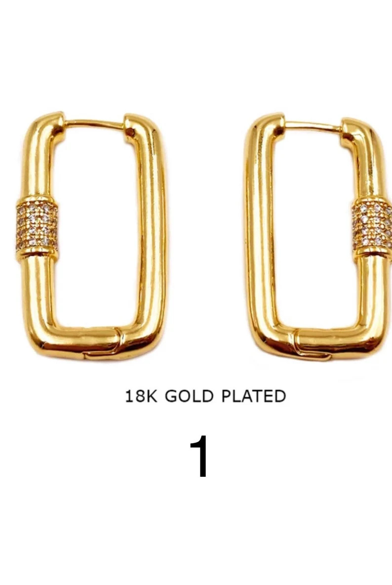 Chunky Gold and Carabiner Hoop Earrings - Etsy | Etsy (US)