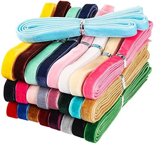 Amazon.com: 60 Yards Velvet Ribbon Spool Single Face Ribbon 30 Assorted Colors Velvet Ribbon for ... | Amazon (US)