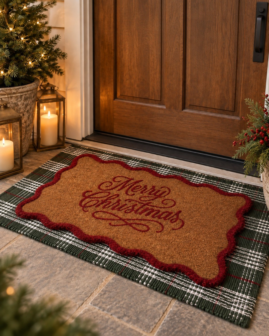The cutest Walmart Christmas porch combo 🎄 Layered plaid rug + festive “Merry Christmas” welcome mat for an easy cozy holiday entry. #WalmartFinds #ChristmasDecor #HolidayDecor

#LTKSeasonal #LTKHome