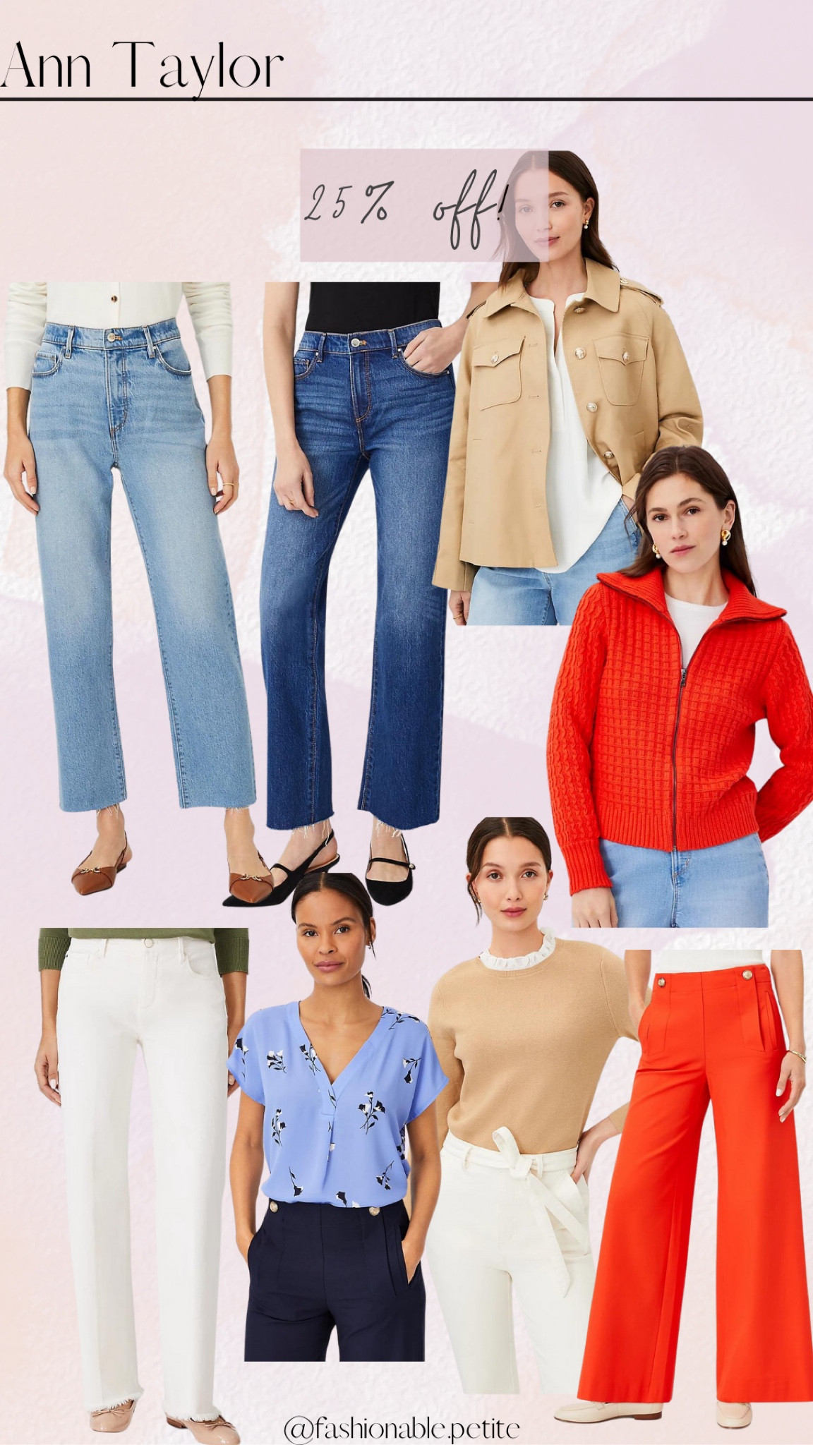 25% off at Ann Taylor. I’m loving some of these petite jeans and petite pants! Petite outfit. Petite. Workwear. Work outfit. Women jeans. White jeans. 

#LTKsalealert